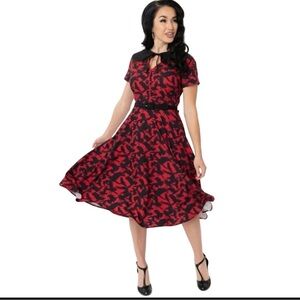 Unique Vintage Red and Black “The Birds” Dress